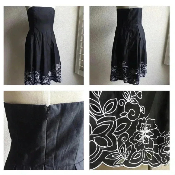 Robbie Bee Black Strapless Floral Dress - Picture 2 of 7